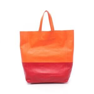 Celine Horizontal Cabas Tote Bag Handbag Leather Women's Orange/Red